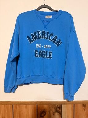 American Eagle Outfitters Bright Blue Crewneck Sweatshirt with Logo